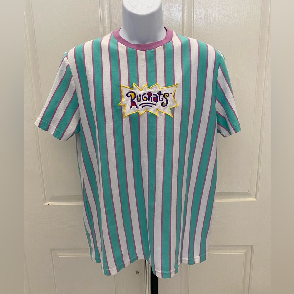 Rugrats Blue/Purple Striped  T-Shirt Sz L